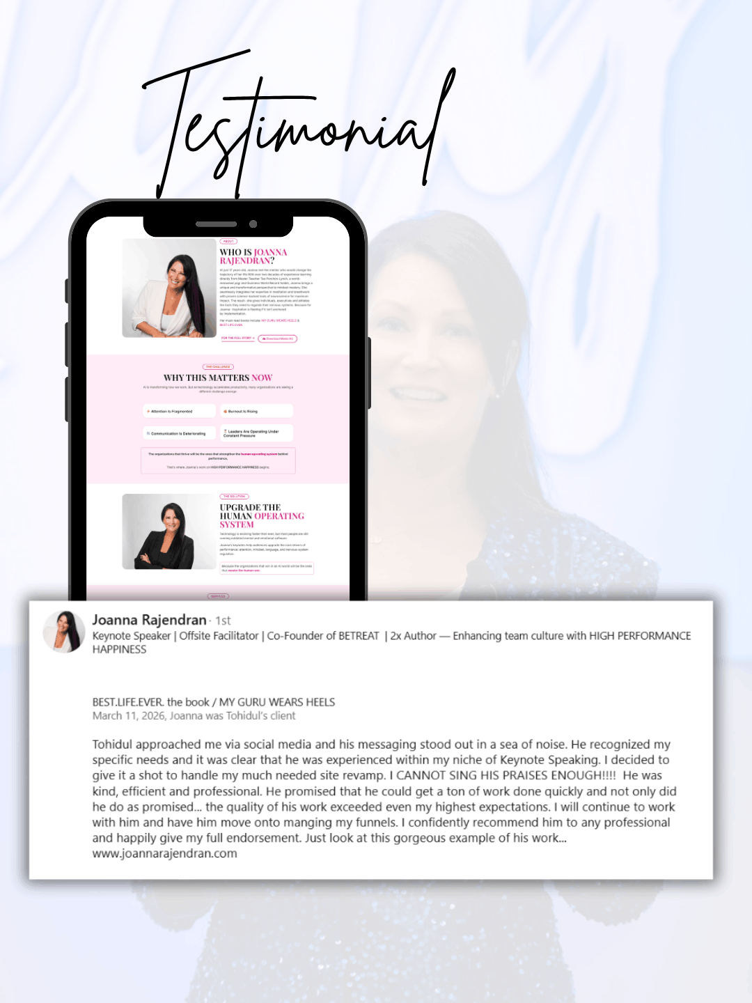 8. Joanna Rajendran Keynote Speaker Website Project by StageNexa