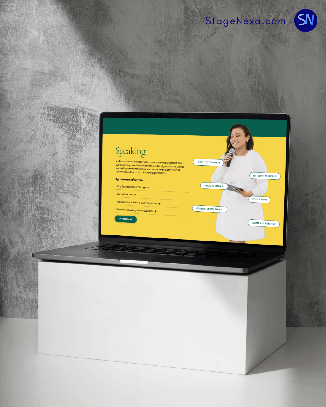 Speaker & Thought-Leadership Curator Brand Website by StageNexa
