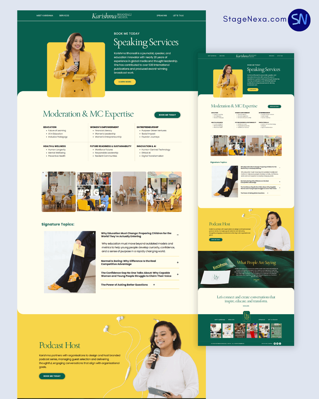 Speaker & Thought-Leadership Curator Brand Website by StageNexa