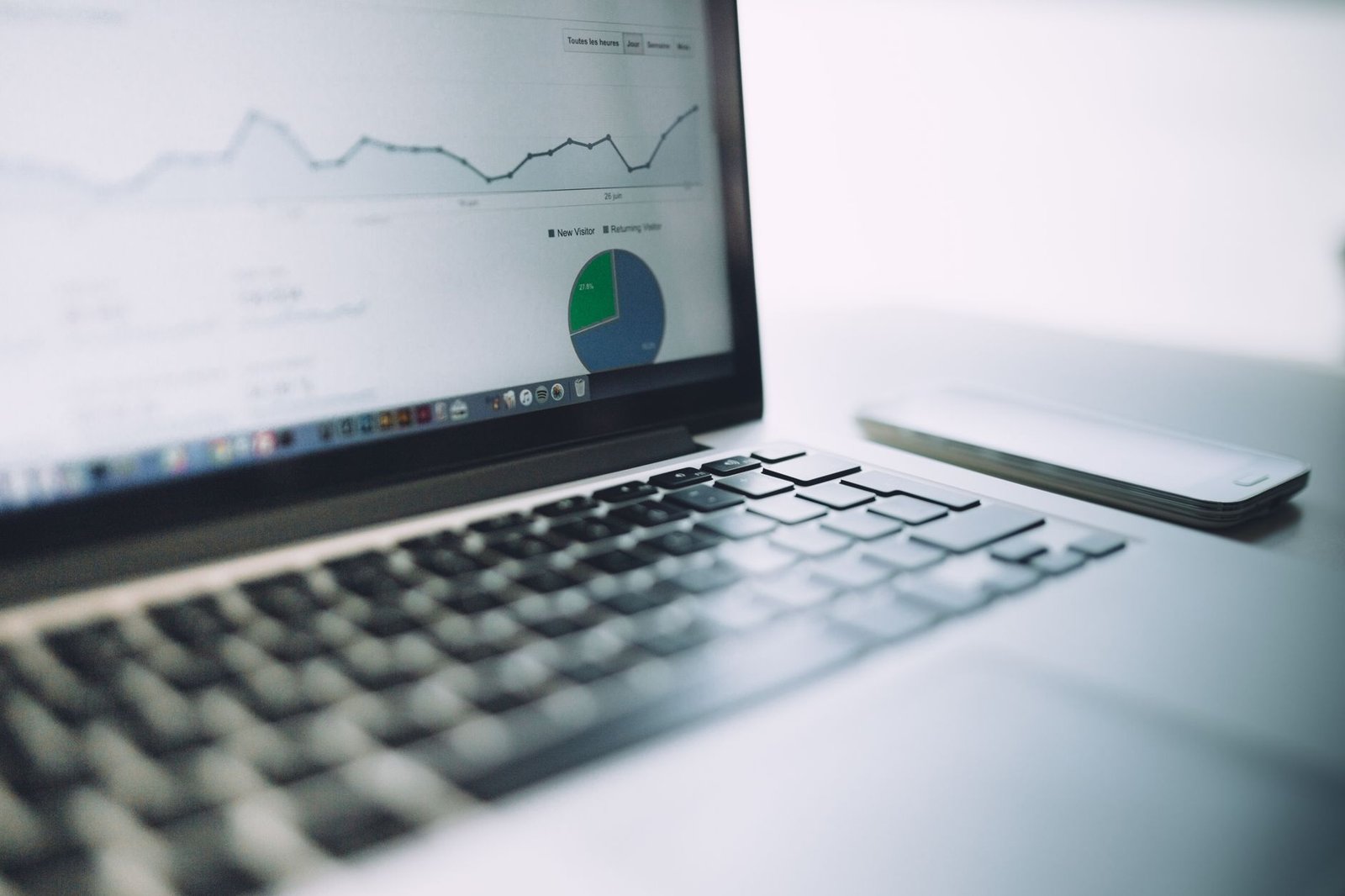 laptop showing an analytics dashboard with charts representing a speaker reviewing website traffic data to diagnose why visitors are not inquiring