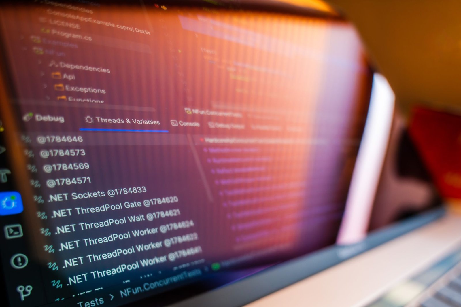 focused view of a computer screen displaying code and debug information representing the extra time spent fixing AI-generated code that lacks full project context